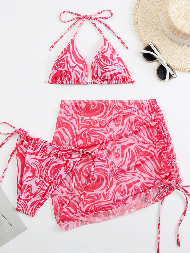 Tie Dye Bikini Set Swimsuit with Sarongs Cover Ups Beach Skirt