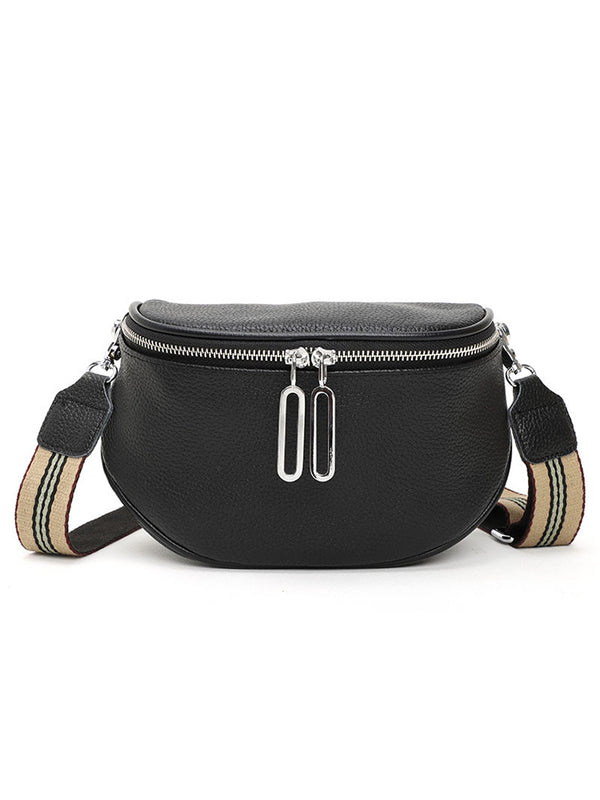 Women's Leather Saddle Bag Anti-theft Sling Crossbody Bag