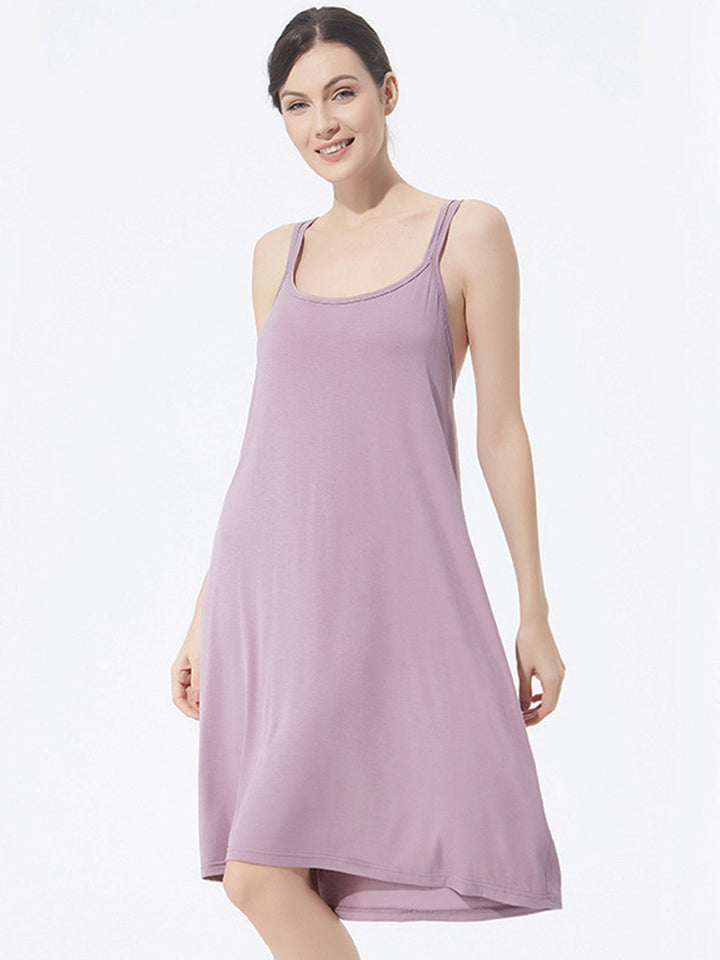 Plus Size Sexy Soft Modal Backless Nightgown Slip Dress